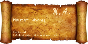 Mauter Abony névjegykártya